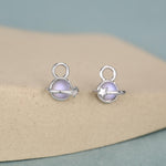Sterling Silver Planet Charm Huggie Hoop Earrings