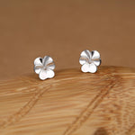 Sterling Silver Pansy Flower Stud Earrings