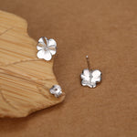 Sterling Silver Pansy Flower Stud Earrings