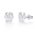 Sterling Silver Pansy Flower Stud Earrings