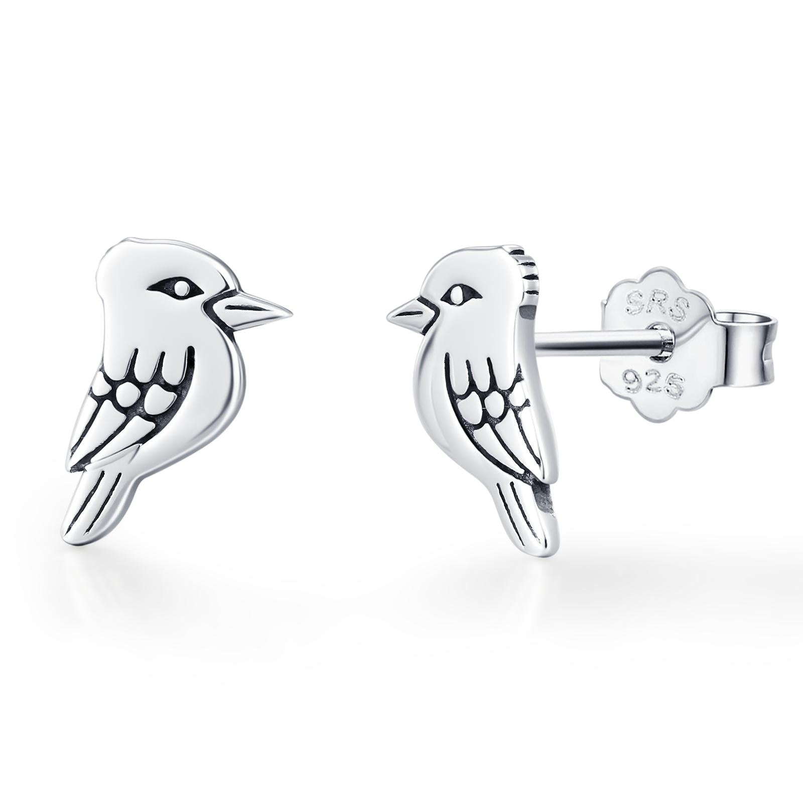 Sterling Silver Kookaburra Bird Stud Earrings