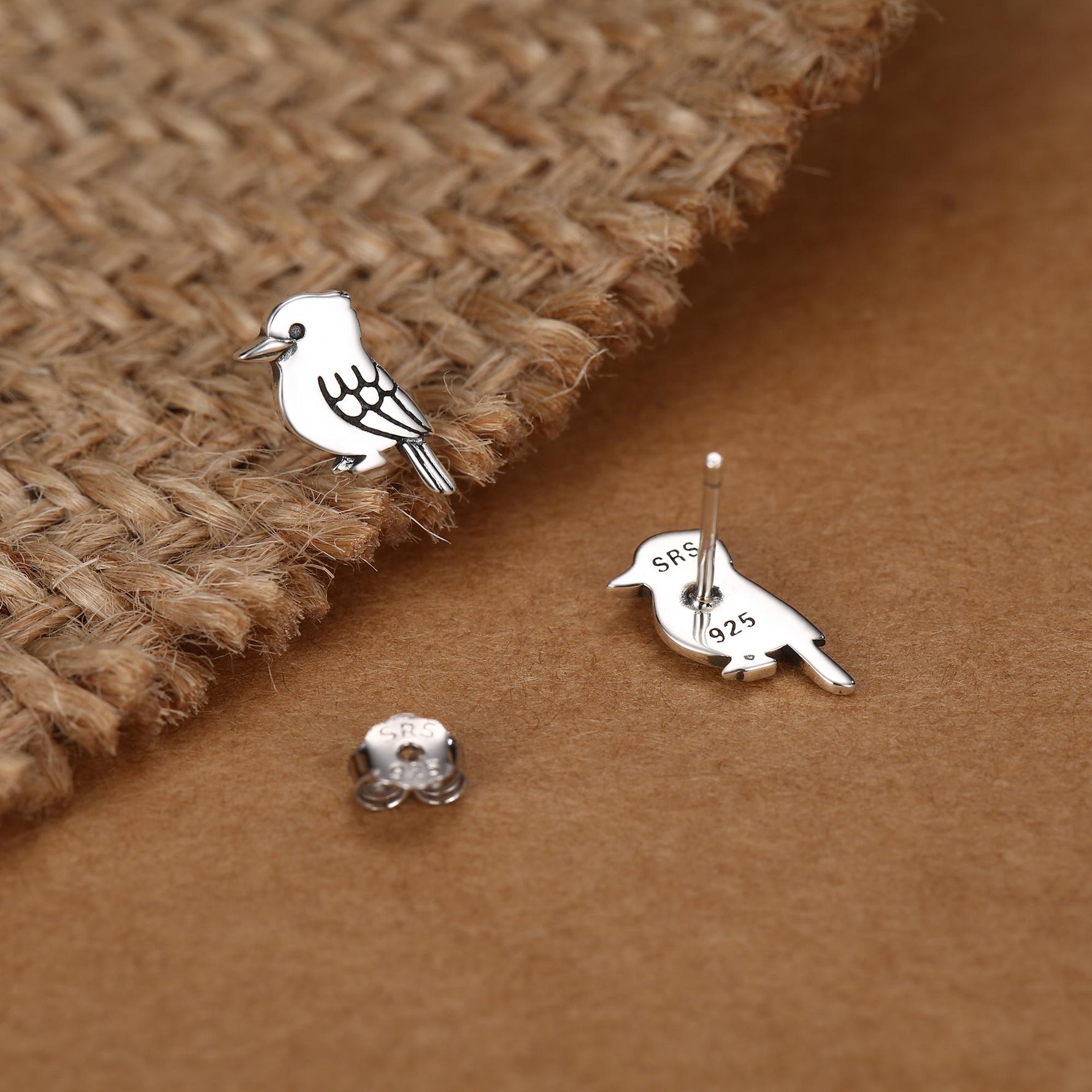 Sterling Silver Kookaburra Bird Stud Earrings