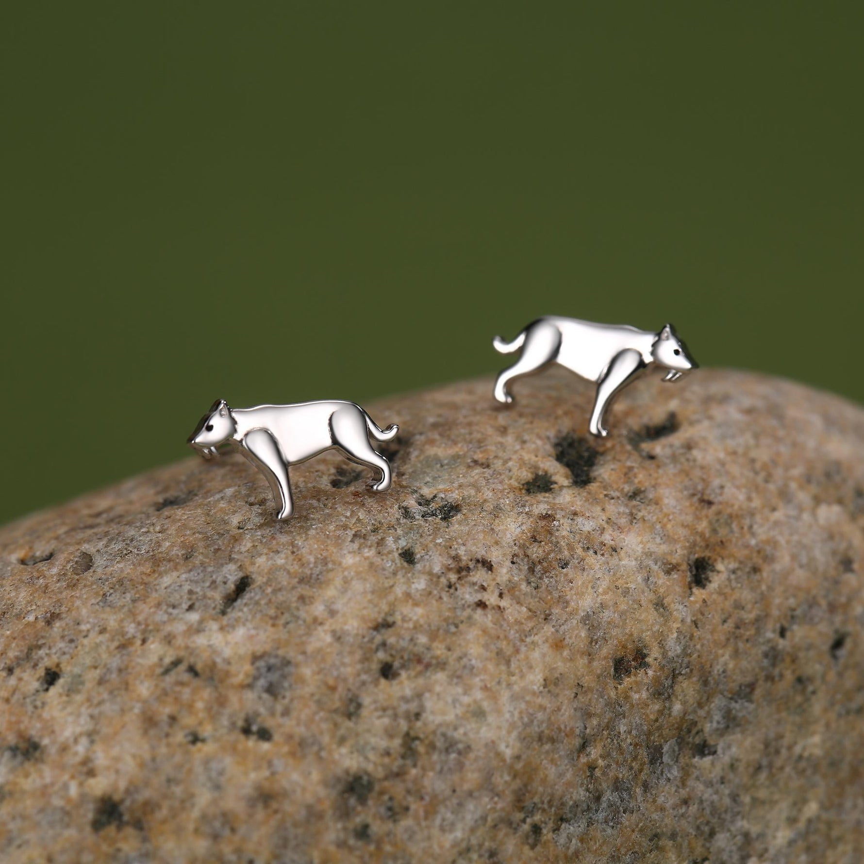 Sterling Silver Sabertooth Tiger Stud Earrings
