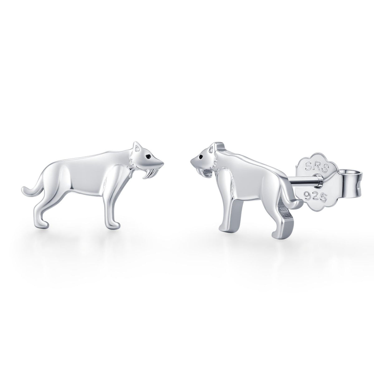 Sterling Silver Sabertooth Tiger Stud Earrings