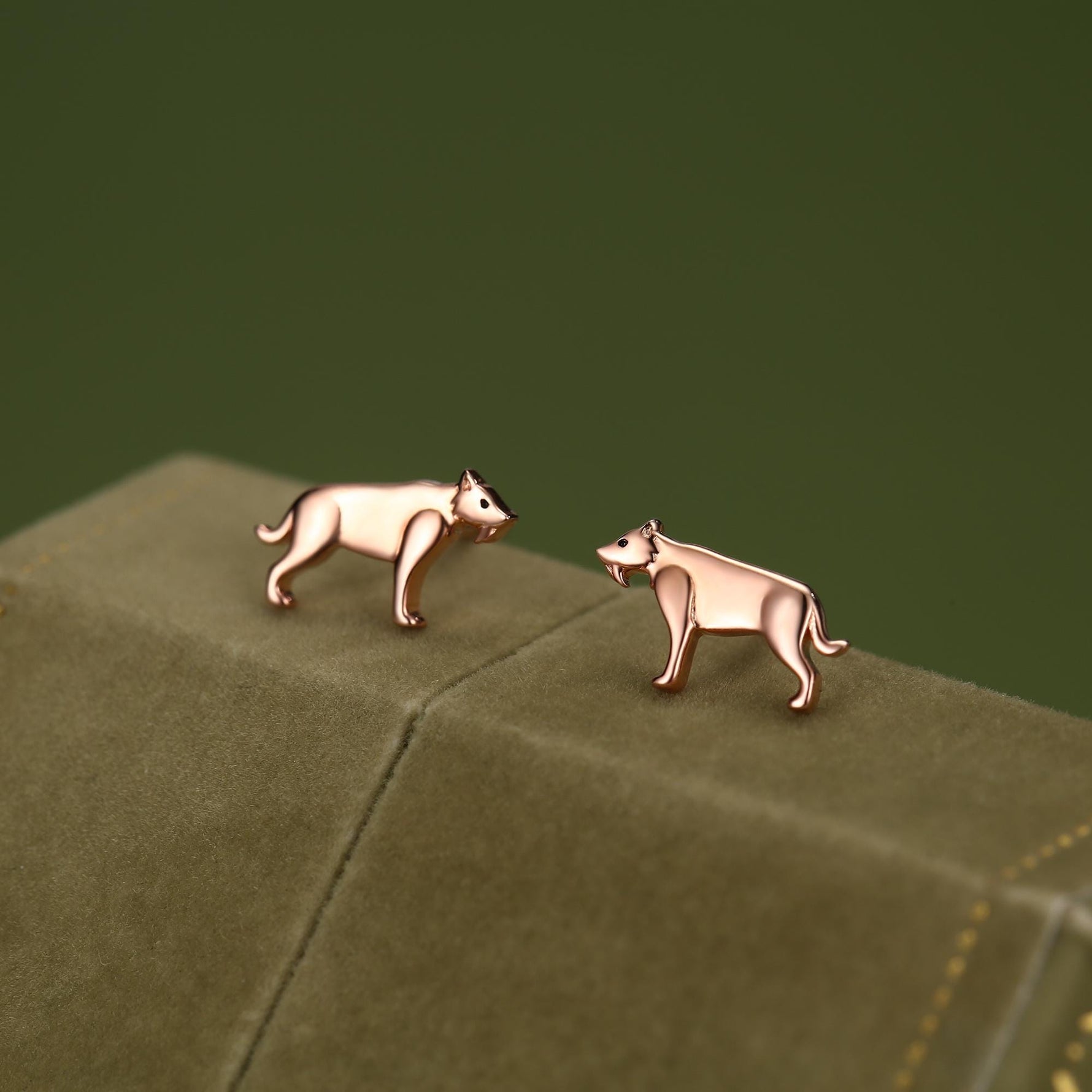 Sterling Silver Sabertooth Tiger Stud Earrings