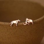 Sterling Silver Mismatched Mammoth and Sabertooth Tiger Stud Earrings