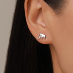 Sterling Silver Mismatched Mammoth and Sabertooth Tiger Stud Earrings