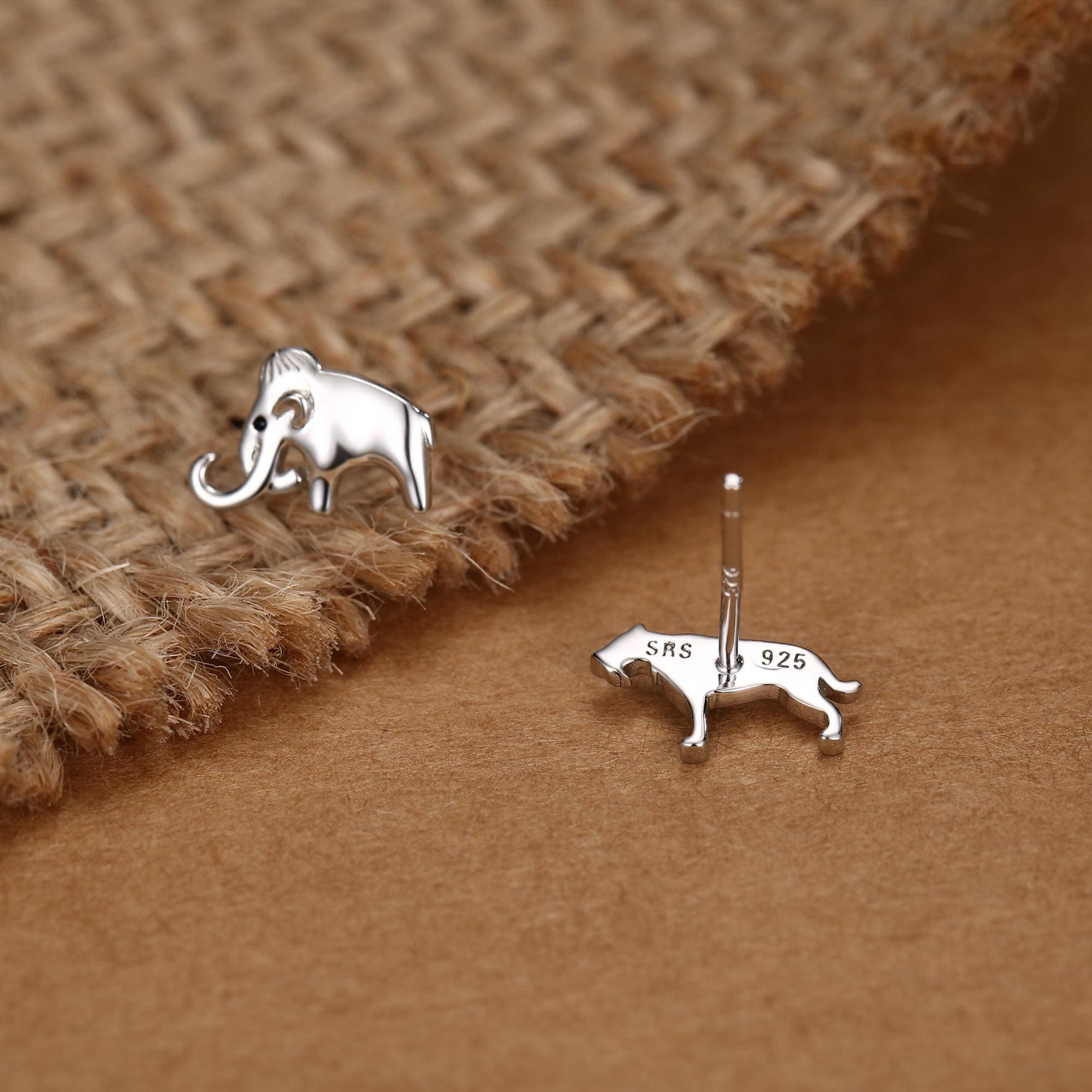 Sterling Silver Mismatched Mammoth and Sabertooth Tiger Stud Earrings