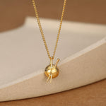 Sterling Silver Yarn Ball and Knitting Needles Necklace