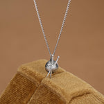 Sterling Silver Yarn Ball and Knitting Needles Necklace