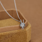 Sterling Silver Yarn Ball and Knitting Needles Necklace