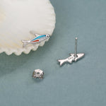 Sterling Silver Neon Tetra Fish Enamel Stud Earrings