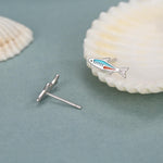 Sterling Silver Neon Tetra Fish Enamel Stud Earrings
