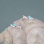 Sterling Silver Neon Tetra Fish Enamel Stud Earrings