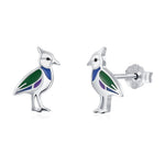 Sterling Silver Lapwing Enamel Bird Stud Earrings