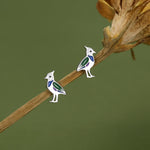 Sterling Silver Lapwing Enamel Bird Stud Earrings