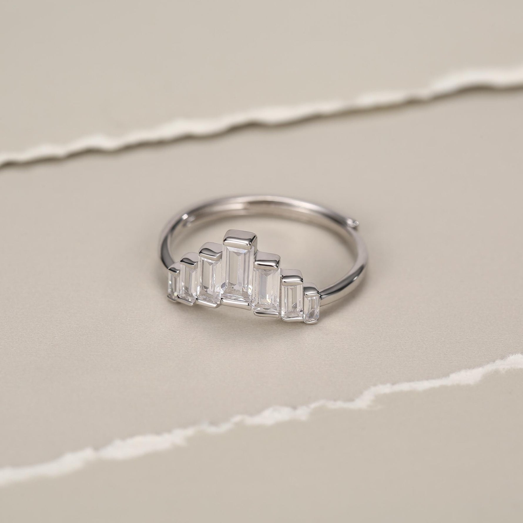 Sterling Silver Baguette CZ Crown Ring