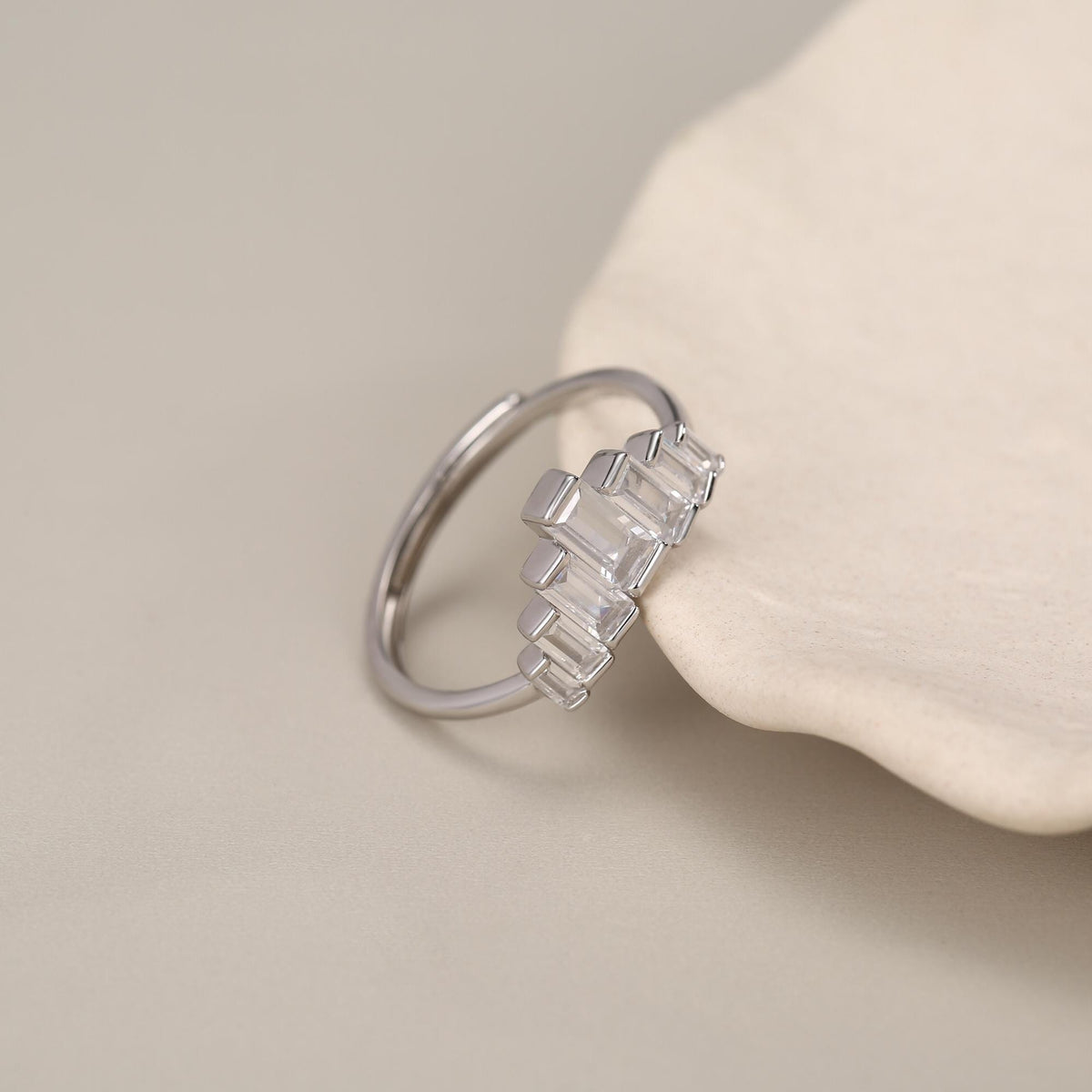 Sterling Silver Baguette CZ Crown Ring
