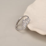 Sterling Silver Baguette CZ Crown Ring