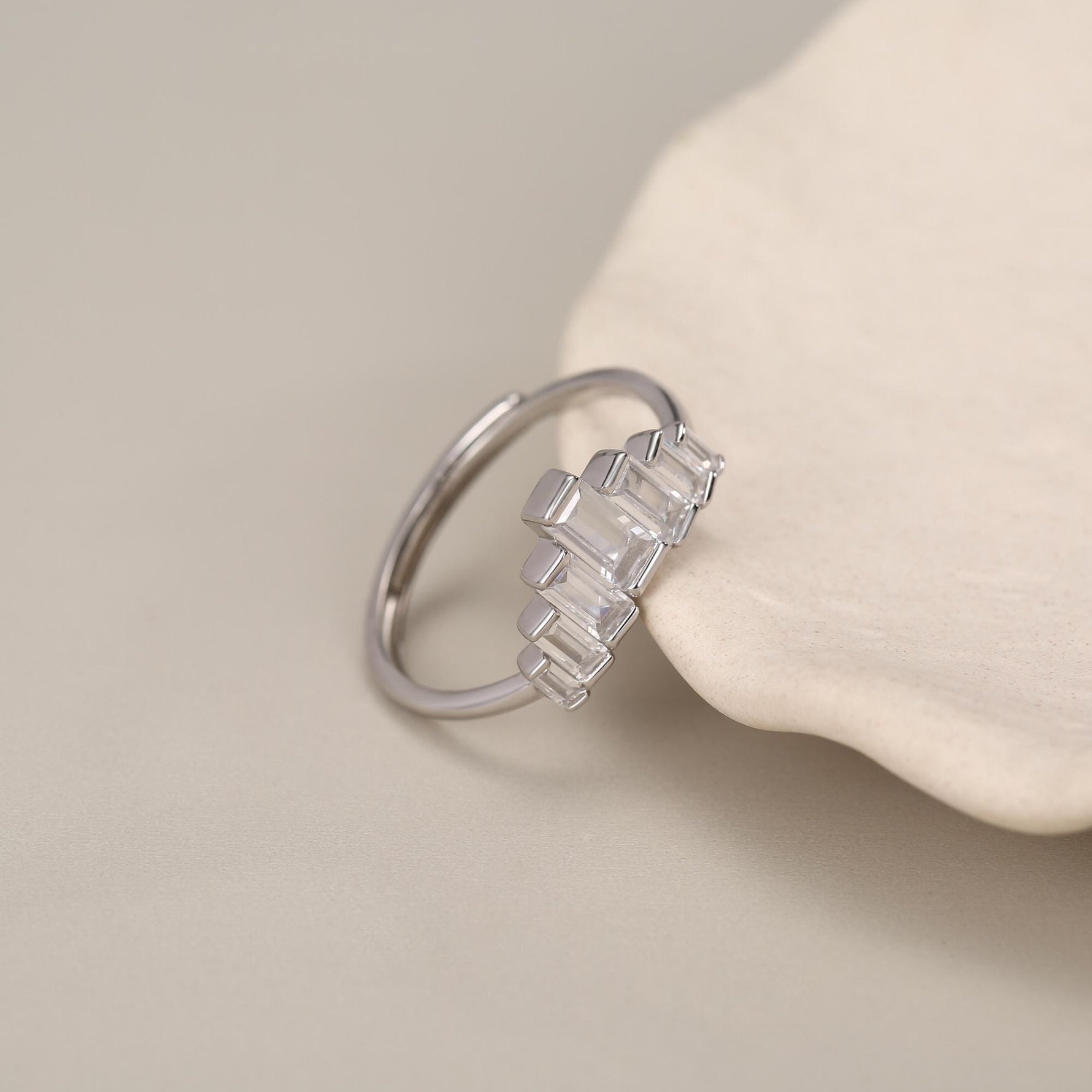 Sterling Silver Baguette CZ Crown Ring