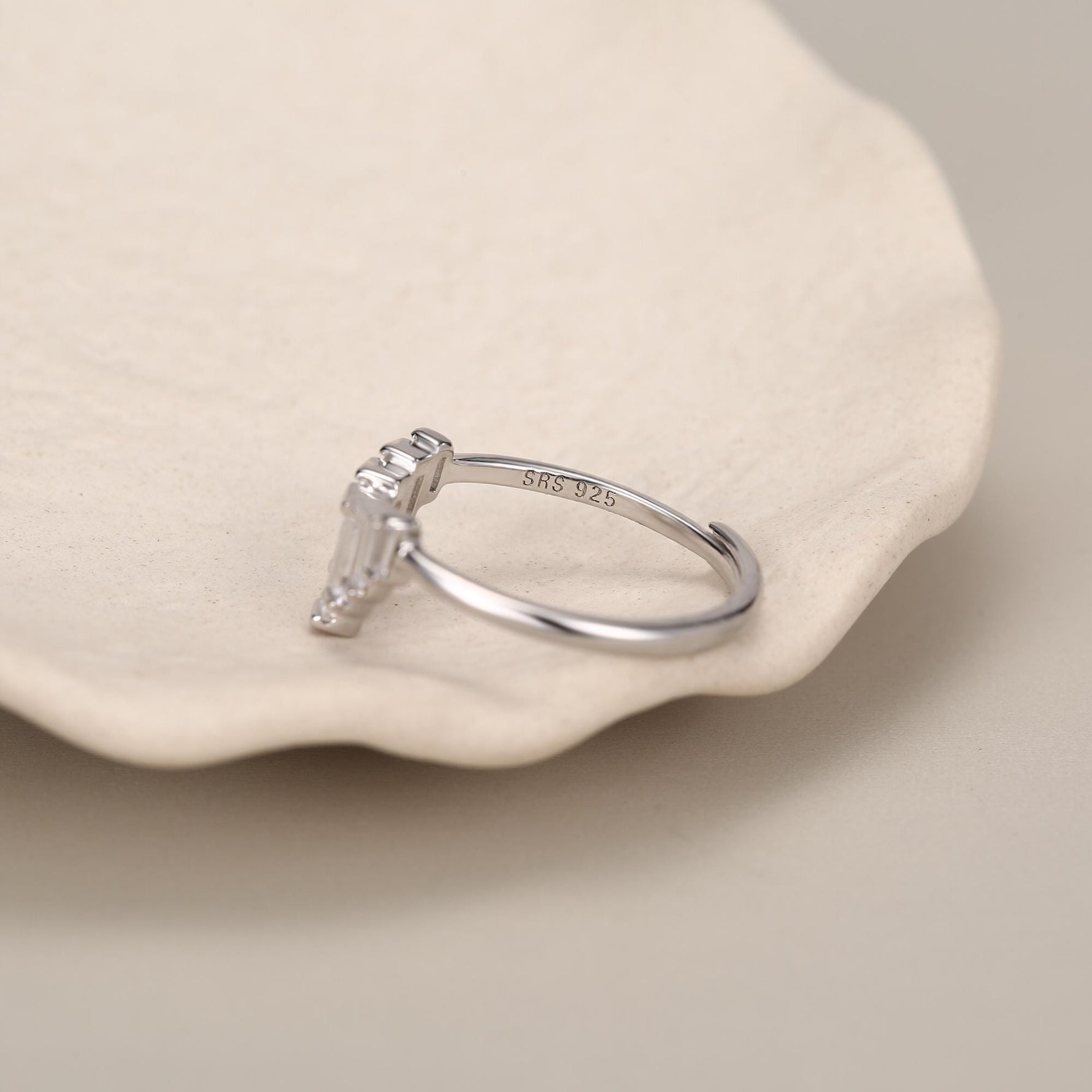 Sterling Silver Baguette CZ Crown Ring