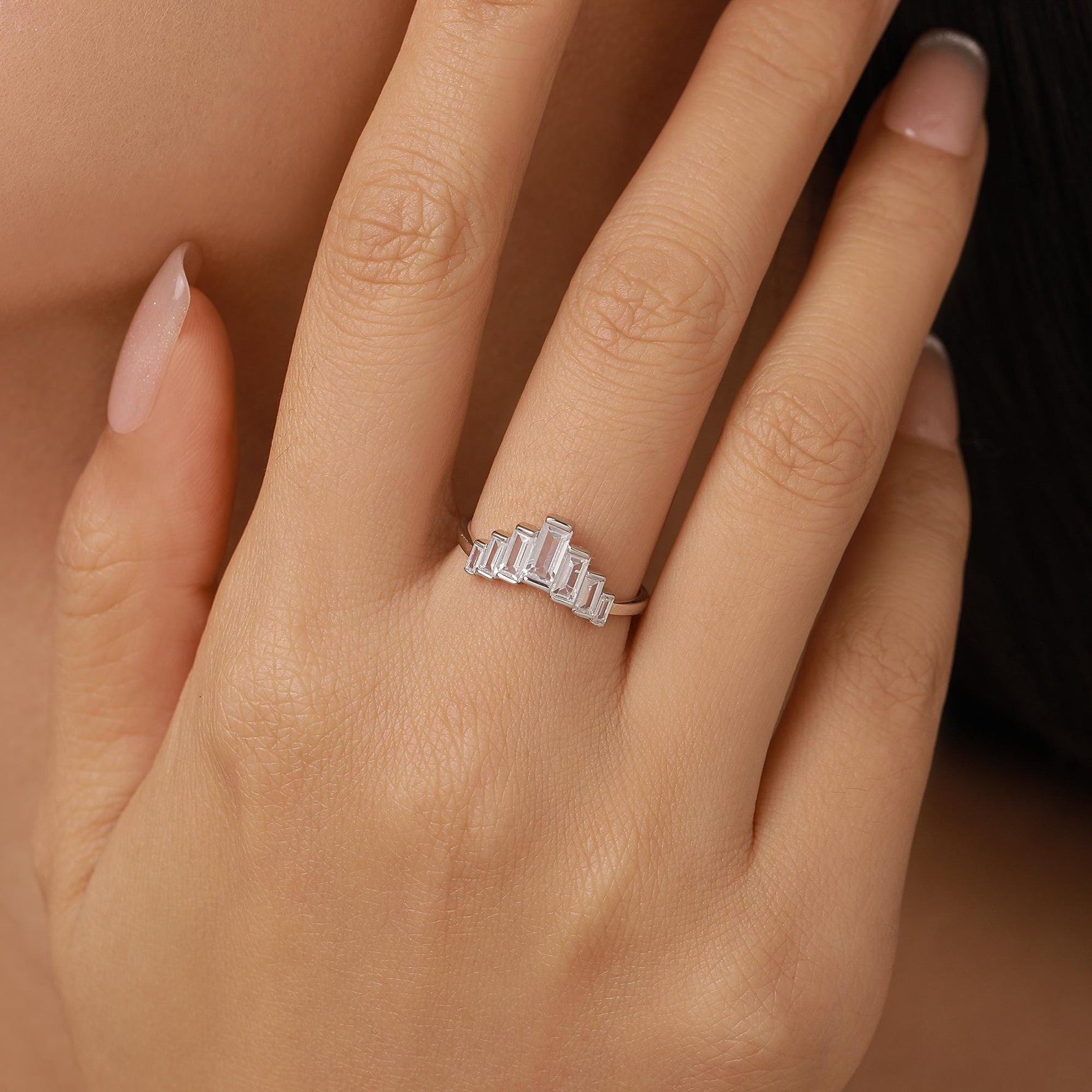 Sterling Silver Baguette CZ Crown Ring