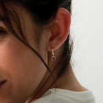 Garnet Red CZ Heart Huggie Hoop in Sterling Silver, Silver or Gold Garnet Red Hoops, 8mm Inner Diameter, Stacking Earrings,
