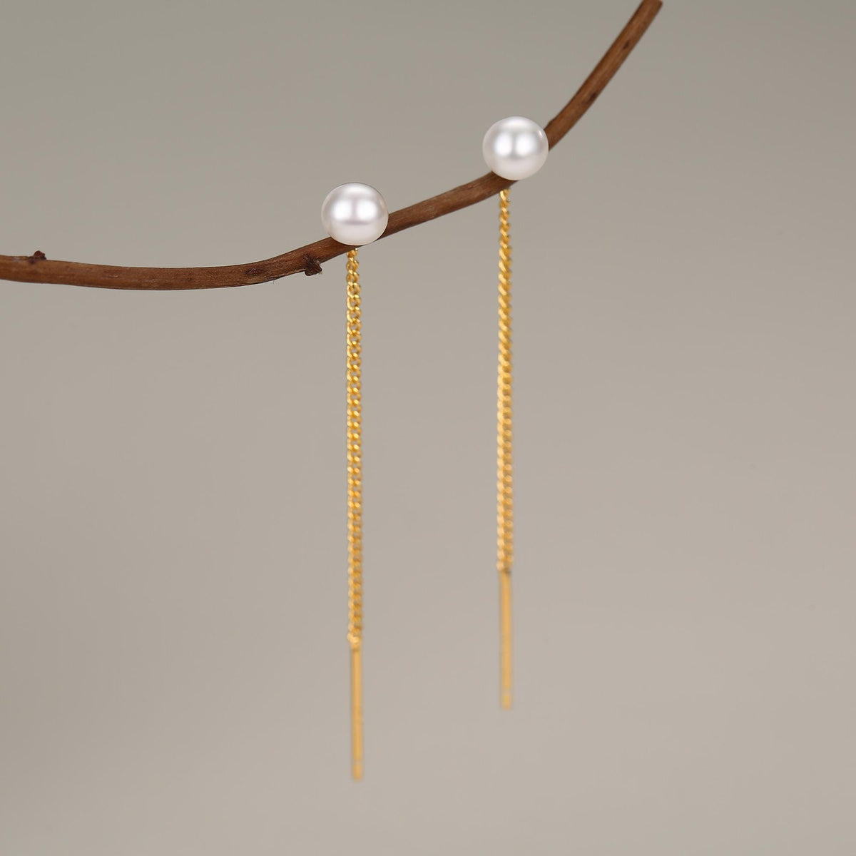 Sterling Silver Pearl Threader Drop Earrings