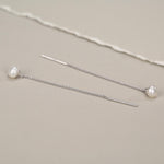 Sterling Silver Pearl Threader Drop Earrings