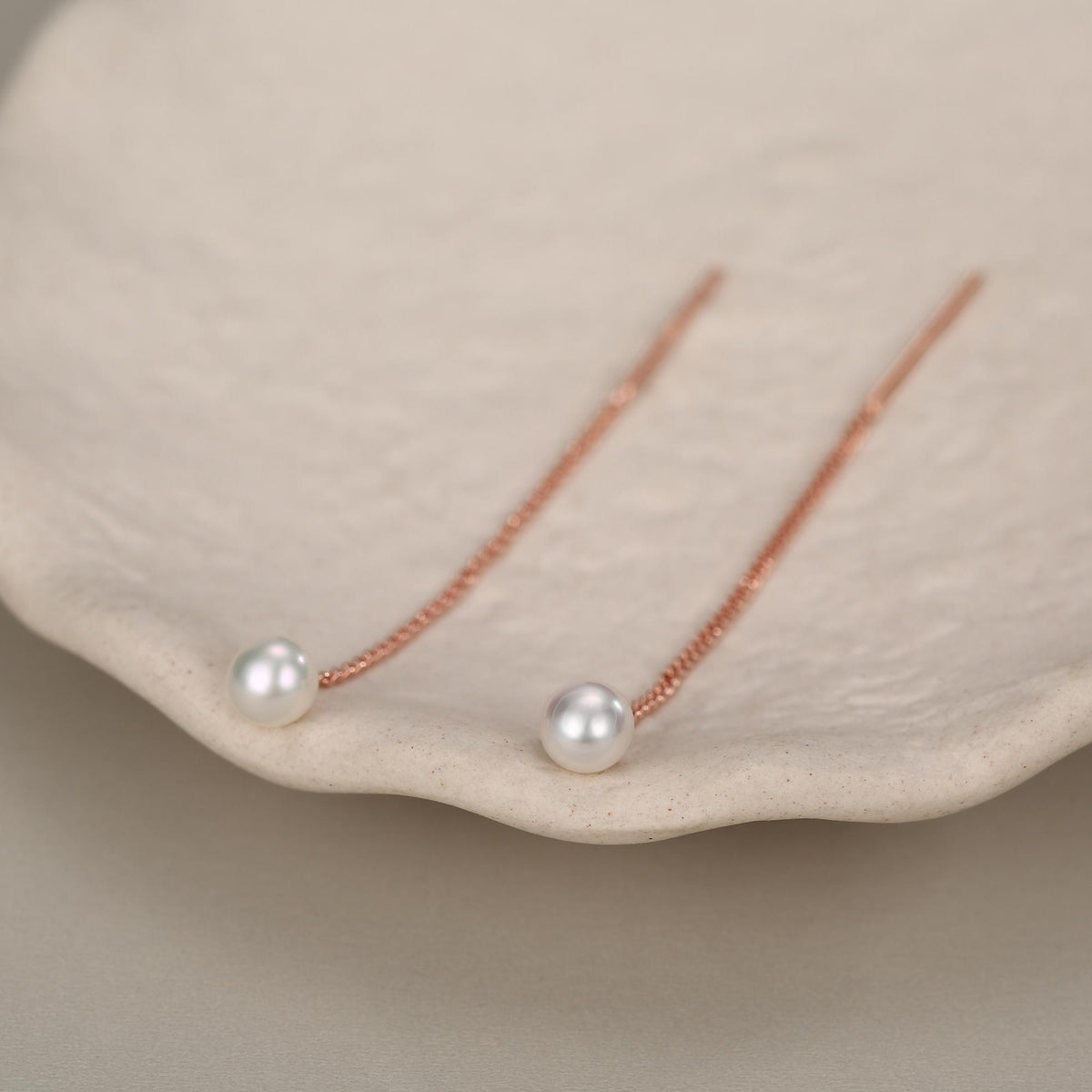 Sterling Silver Pearl Threader Drop Earrings