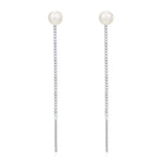 Sterling Silver Pearl Threader Drop Earrings