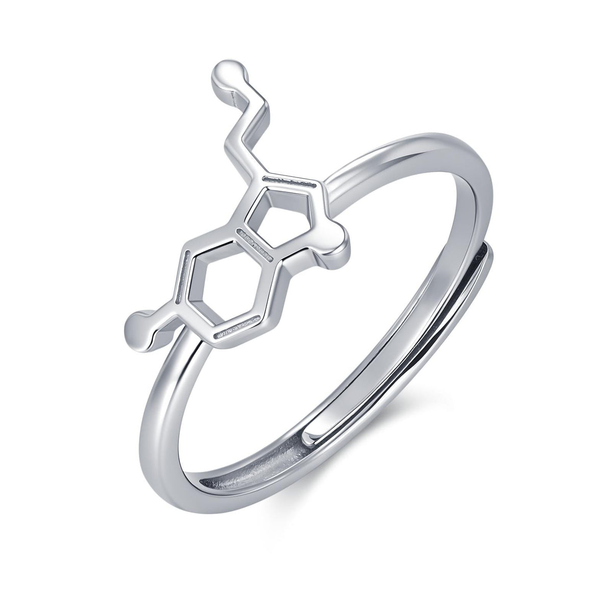 Sterling Silver Serotonin Molecule Adjustable Ring