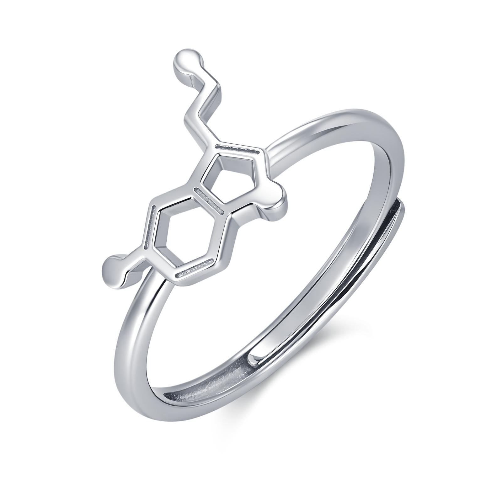 Sterling Silver Serotonin Molecule Adjustable Ring