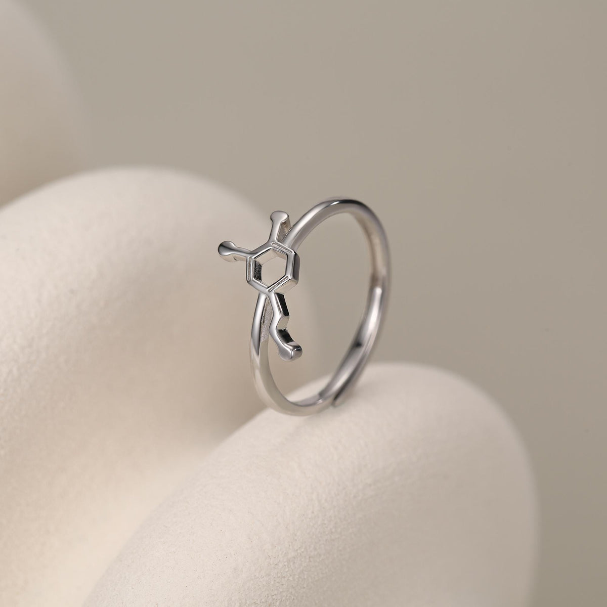 Sterling Silver Dopamine Molecule Adjustable Ring