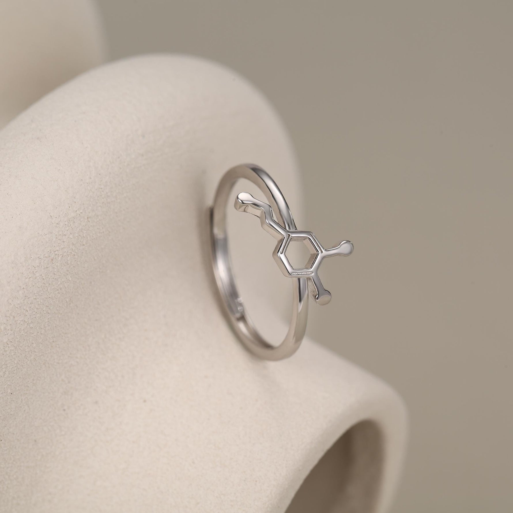Sterling Silver Dopamine Molecule Adjustable Ring