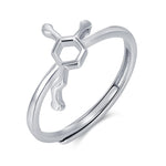Sterling Silver Dopamine Molecule Adjustable Ring