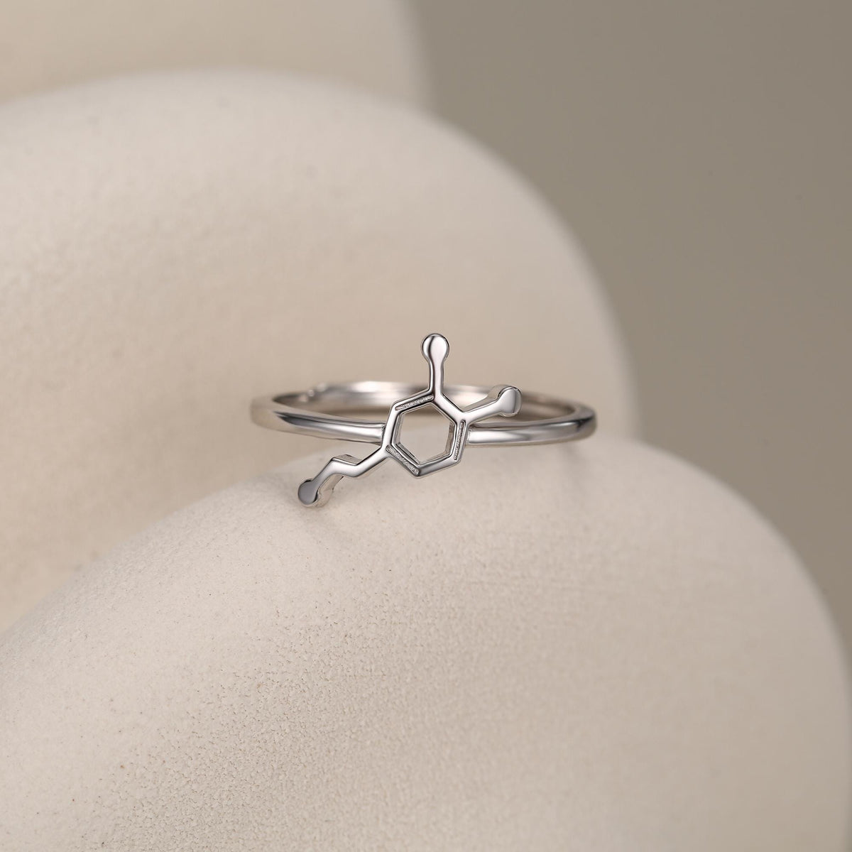 Sterling Silver Dopamine Molecule Adjustable Ring