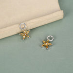 Sterling Silver Yellow CZ Flower Earring Charms