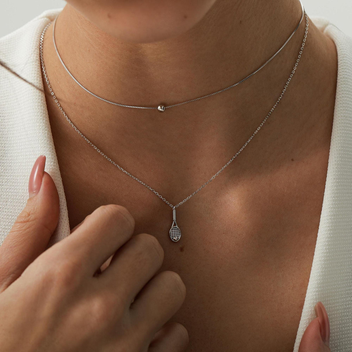 Tennis Racket Pendant Necklace