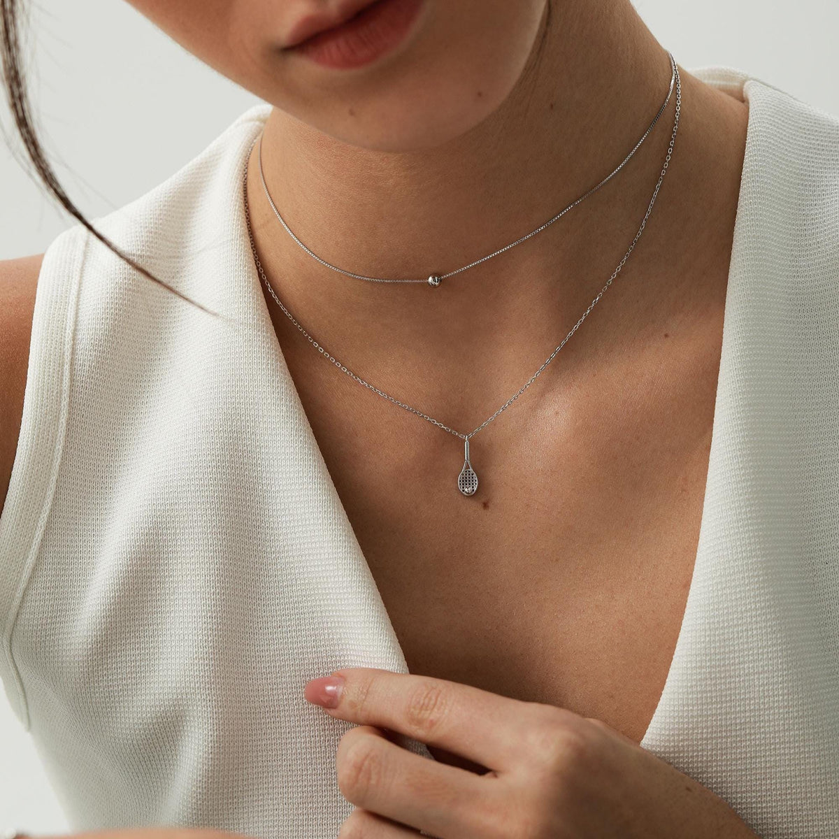 Tennis Racket Pendant Necklace