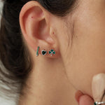Emerald Green CZ Huggie Hoops in Sterling Silver, Silver or Gold, Minimalist Hoop Earrings, 8mm Hoops, Green Crystal Hoops