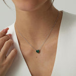 Emerald Green CZ Heart Charm Necklace