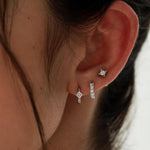 Single CZ Crystal Huggie Hoop in Sterling Silver, Silver or Gold, Minimalist Simple Hoop Earrings