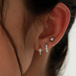 Princess Cut CZ Stud Earrings in Sterling Silver, Square Cut Crystal Earrings, Diamond CZ, April Birthstone