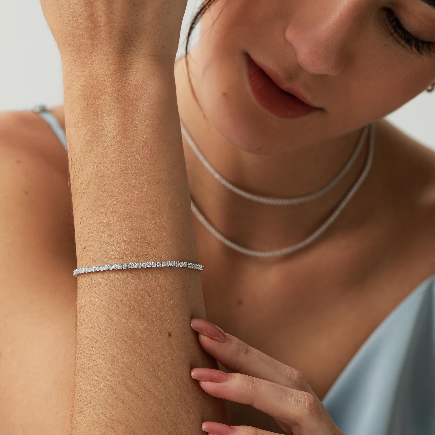 2mm CZ Cluster Tennis Chain Bracelet