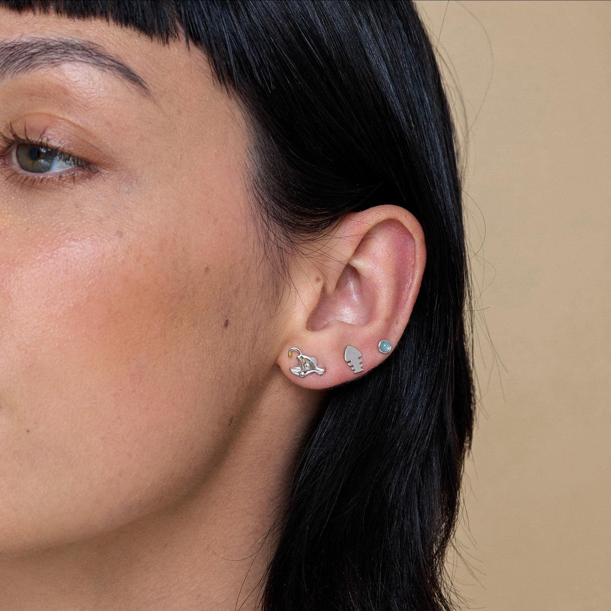 Sterling Silver Tiny Aquamarine Stud Earrings, 3mm Genuine Aquamarine Stone, Semi-precious Jewellery