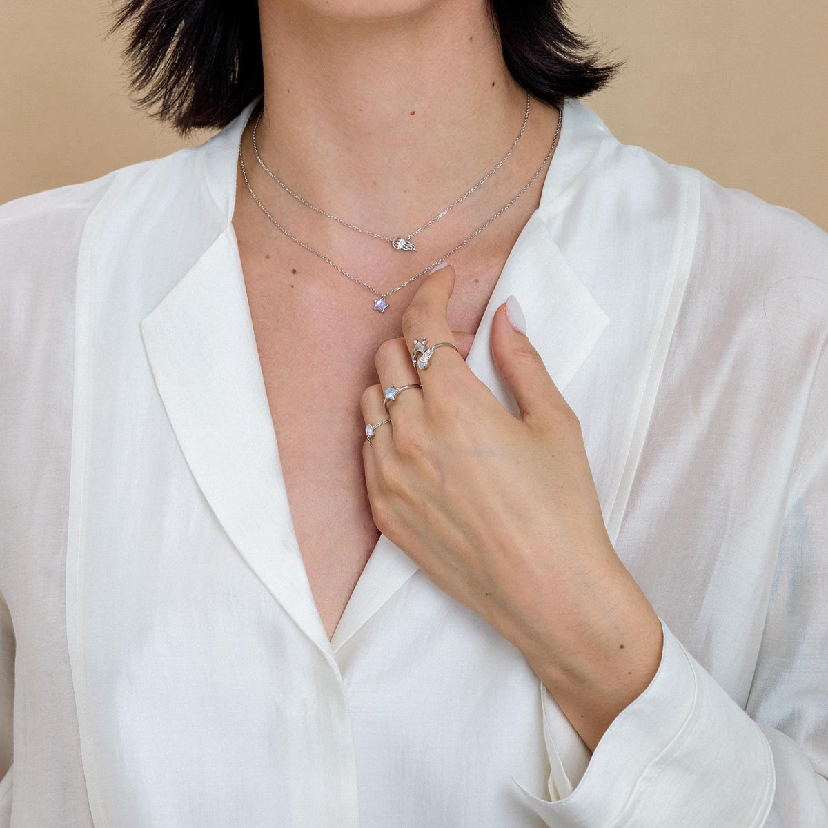 Moonstone Pear Droplet Soft Chain Ring
