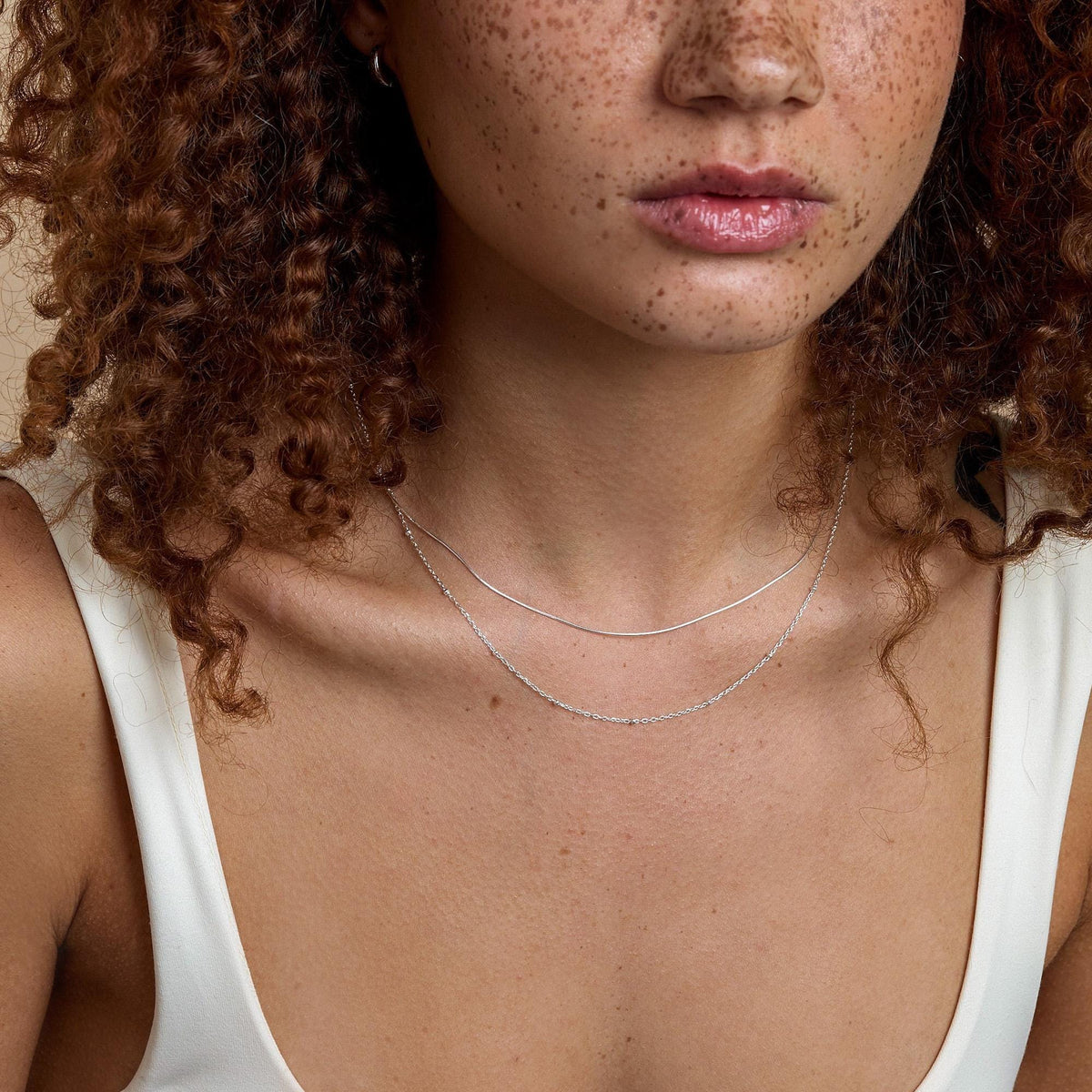 Satellite and Snake Chain Double Layer Necklace