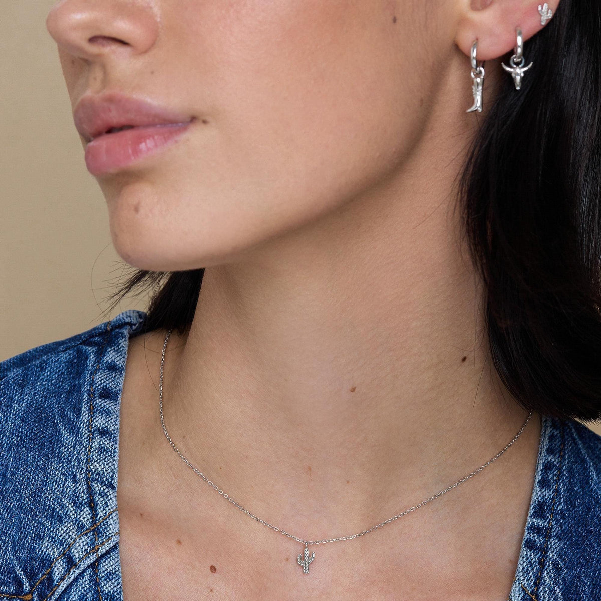 Tiny Cactus Pendant Necklace