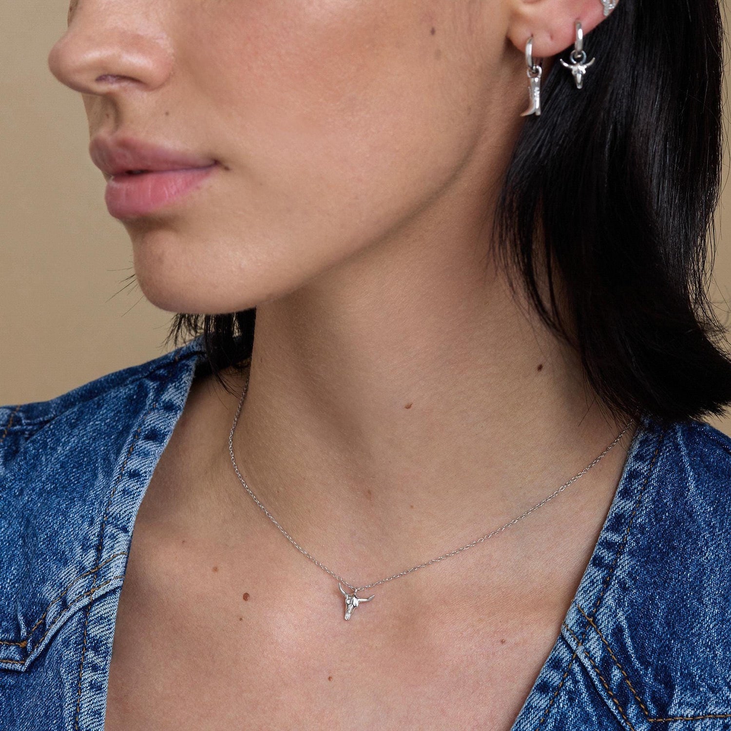 Bull Skull Pendant Necklace